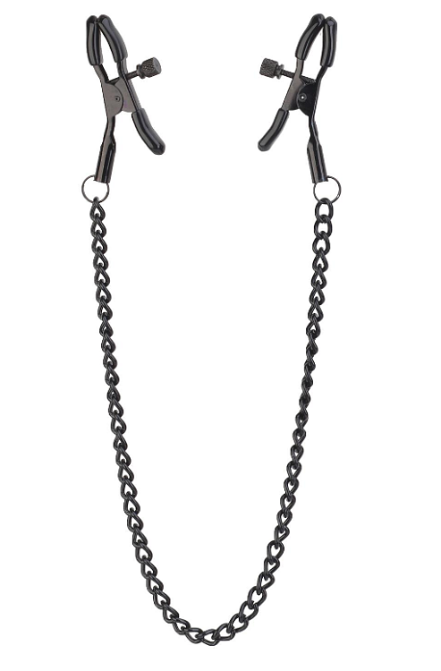 Dream Toys Blaze Deluxe Nipple Clamps and Chain, Σφιγκτήρες Θηλών Μεταλλικοί & Αλυσίδα, Black