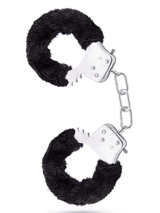 Blush Temptasia Cuffs, Μεταλλικές Χειροπέδες με Γούνινη Επένδυση, Removable Faux Fur, Safety Release Lever, 2 Keys, Black