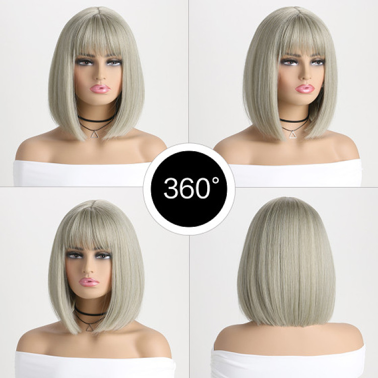 SMD Lust Angels Wig Series, Synthetic Wig with Bangs, Ice Blonde