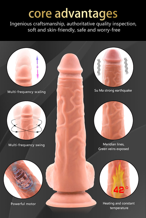 SMD Treasure Love, Realistic Silicone Vibrator Dildo 21cm με Remote, Thrusting, Heating & Swinging Function