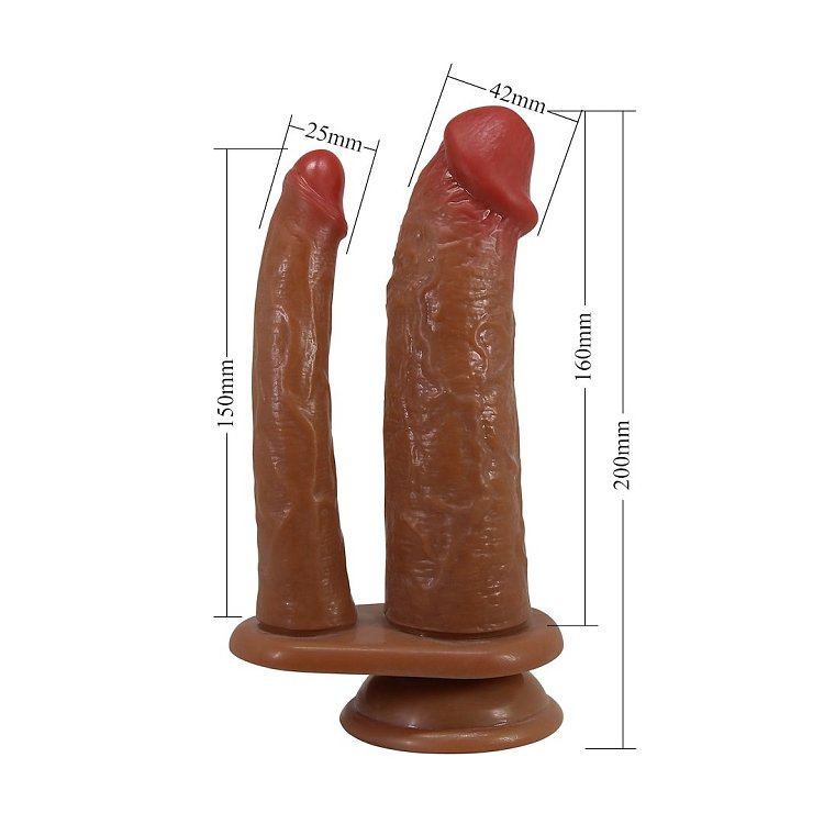 Pretty Love Hubbert, Double Ended Realistic Dildo με Suction Cup Base, 20-19cm, Flesh