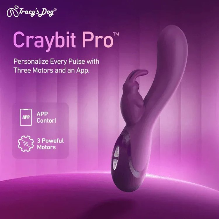 Tracy's Dog Craybit Pro, App-Controlled Rabbit Vibrator, G-Spot, A-Spot & Clit Stimulation, 10 Customizable Frequencies, Purple