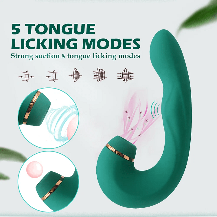 SMD Ecstasy Emerald Pulse, 3-in-1 Suction Clitoral & G-Spot Vibrator, Δονητής Αναρρόφησης Κλειτορίδας & G-Spot, 10 Modes, Green