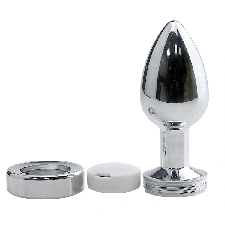 SMD Light Up Booty Butt Plug, Μεταλλική Πρωκτική Σφήνα με Led Light Show, 7cm, Silver