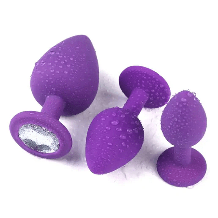 SMD Analyzer Triple Silicone Edition, Πρωκτική Σφήνα από Σιλικόνη Σετ των 3 (S / M / L ), Purple / Silver Diamond