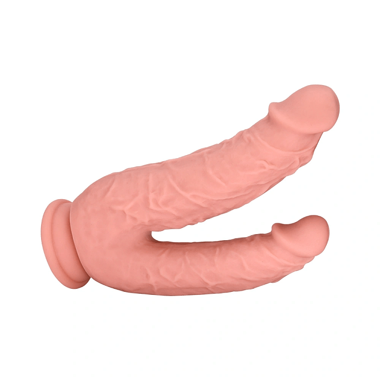 SMD OrgasmOS, Double Ended Realistic Dildo από Liquid Silicone, Suction Cup Base, 20.8-17.5cm, Flesh
