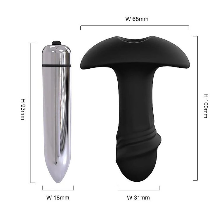 SMD Vibe Arrow, Single Speed ​​Butt Plug With Removable Vibrating Bullet, Anal Wedge with Bullet Vibrator, 9cm, Black
