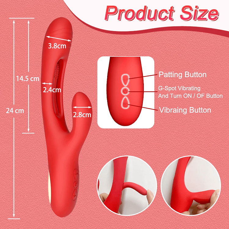 SMD DuoPleaser Dual Motor Rabbit Vibrator With 7 Vibration & 7 Pulsation Modes, Medical-Grade Silicone, 24 cm, Red