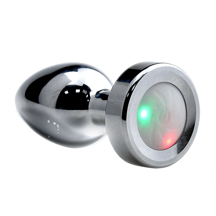 SMD Light Up Booty Butt Plug, Μεταλλική Πρωκτική Σφήνα με Led Light Show, 7cm, Silver