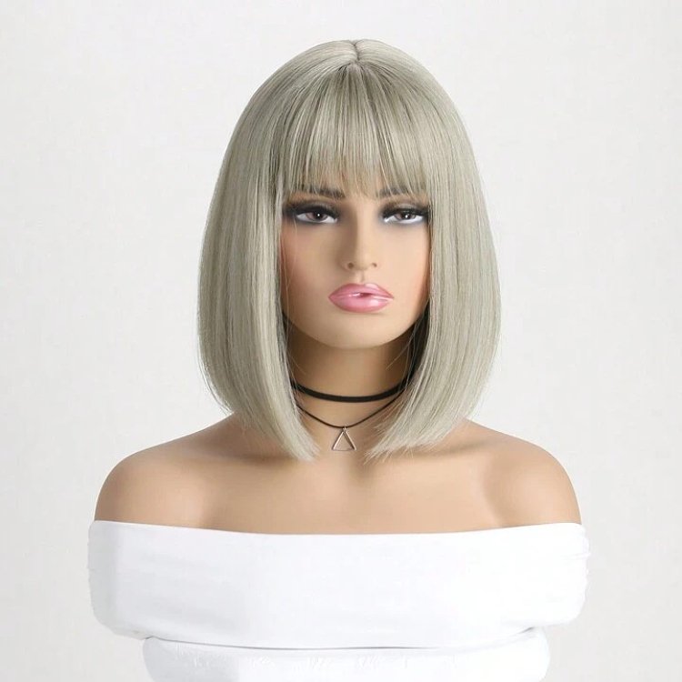 SMD Lust Angels Wig Series, Synthetic Wig with Bangs, Ice Blonde