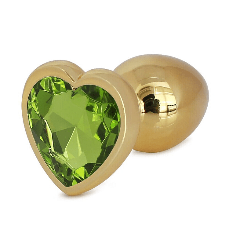 SMD Butt Plug, Πρωκτική Σφήνα L 9cm, Golden / Green Heart