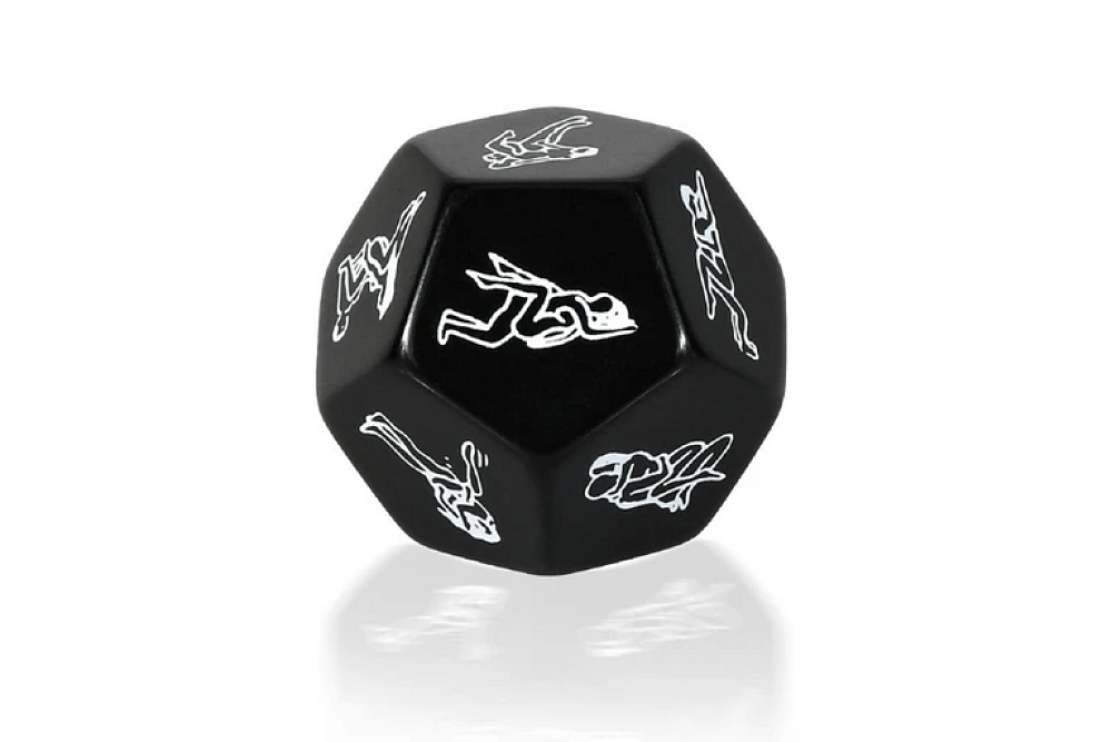 SMD Lucky Lovers Black Dice, Couples Game Intimacy Night Dice with 12 Positions, Ερωτικό Ζάρι για Ζευγάρια με 12 Στάσεις, Black