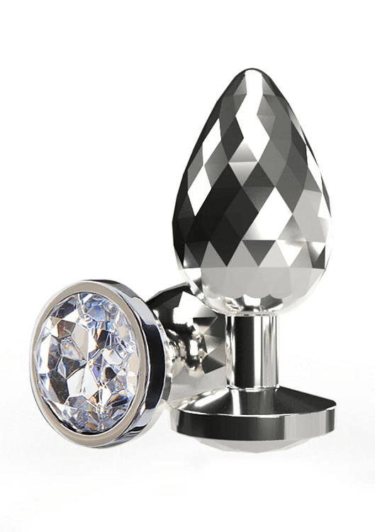 ToyJoy Disco Diamond Plug, Butt Plug with Diamond Jewel, M 8.2cm, Silver and Diamond
