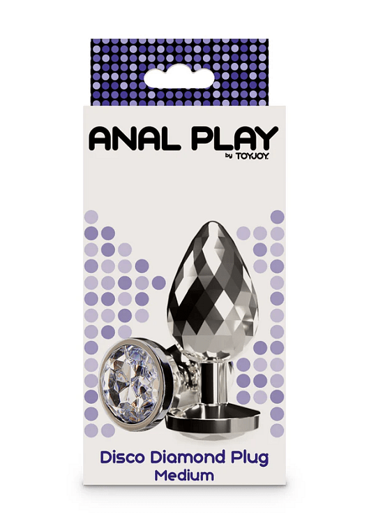 ToyJoy Disco Diamond Plug, Butt Plug with Diamond Jewel, M 8.2cm, Silver and Diamond