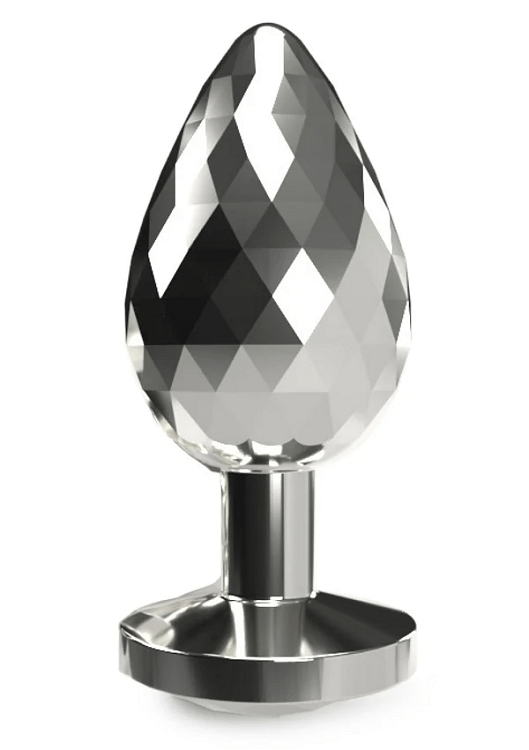 ToyJoy Disco Diamond Plug, Butt Plug with Diamond Jewel, M 8.2cm, Silver and Diamond