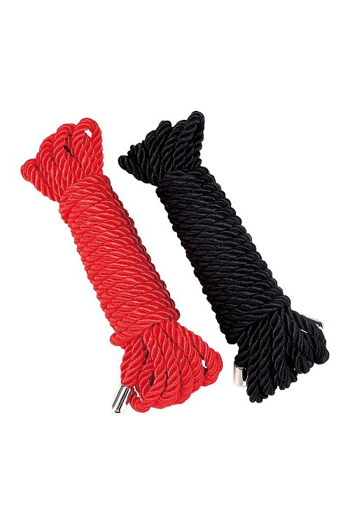 Whipsmart Heartbreaker Silky Bondage Rope 5m, 2pcs Pack, Red / Black