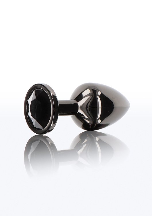 Taboom Bondage Essentials Butt Plug with Diamond Jewel, Πρωκτική Σφήνα L 9.5cm, Black / Black Diamond
