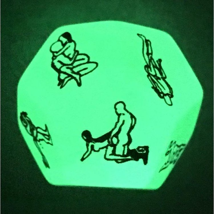 SMD Lucky Lovers Glow Dice – Couples Intimacy Game With 12 Positions, Luminous Night Dice, Φωσφοριζέ Ζάρι με 12 Στάσεις, Green