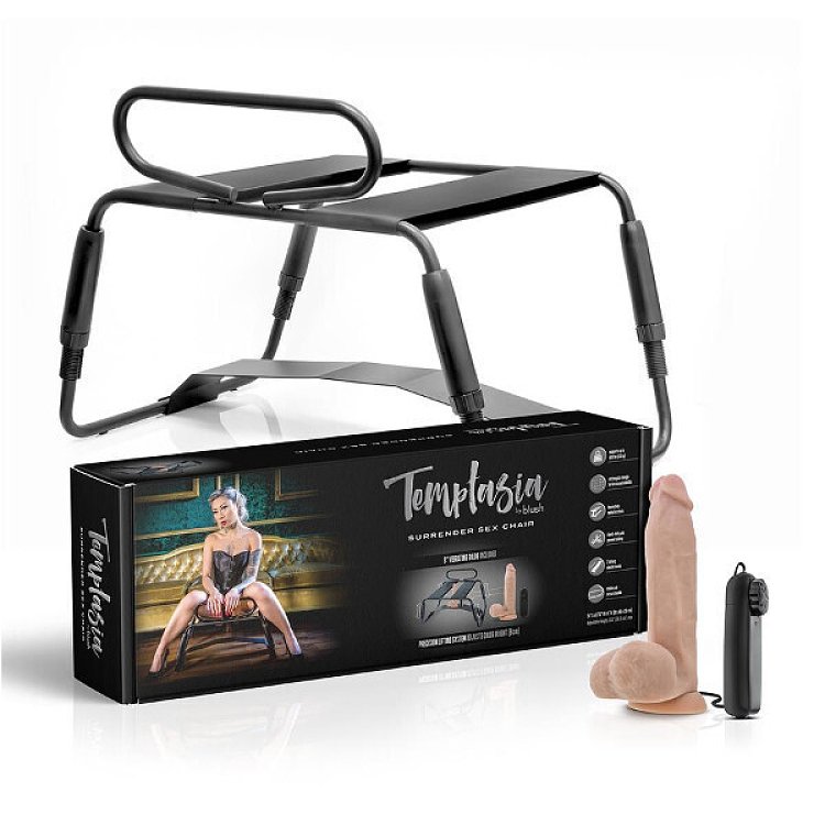 Blush Temptasia Surrender, Adjustable Sex Chair with Realistic Vibrating Dildo 20cm, Black