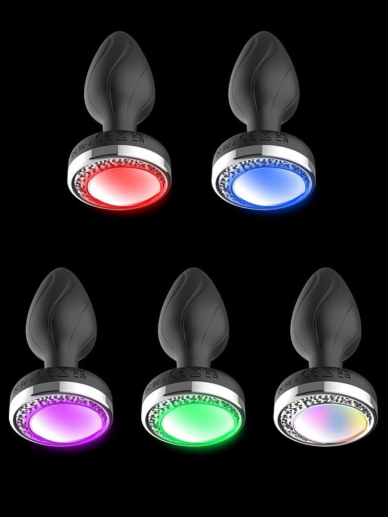 SMD Vibra Plug Light Up, Remote Controlled Led Butt Plug Vibrator, Πρωκτική Led Σφήνα με Δόνηση με Χειρισμό μέσω Remote, Black