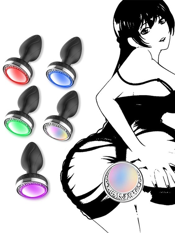 SMD Vibra Plug Light Up, Remote Controlled Led Butt Plug Vibrator, Πρωκτική Led Σφήνα με Δόνηση με Χειρισμό μέσω Remote, Black
