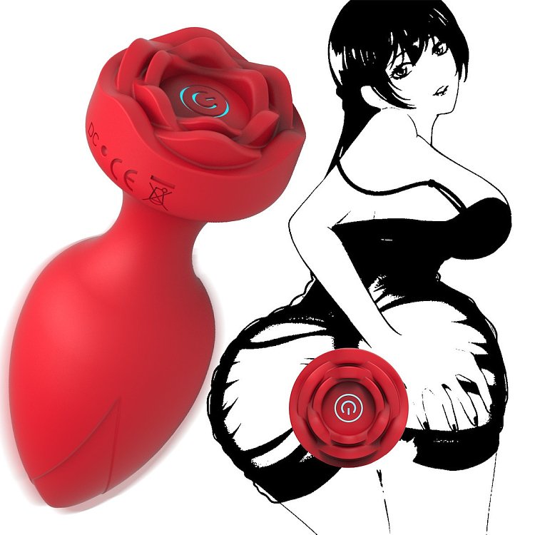 SMD Vibra Plug Rose Edition, Remote Controlled Butt Plug Vibrator, Πρωκτική Σφήνα με Δόνηση και Απομακρυσμένο Έλεγχο, Black