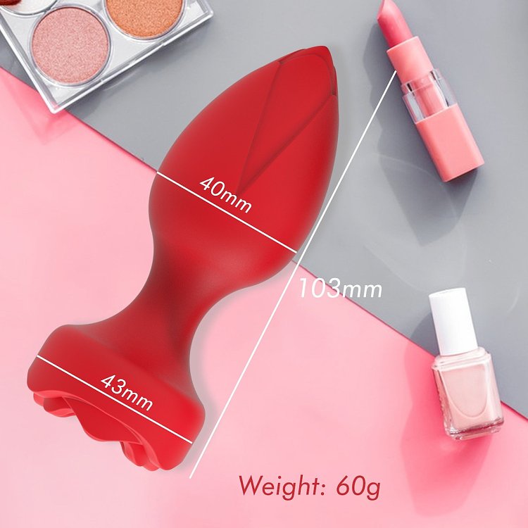 SMD Vibra Plug Rose Edition, Remote Controlled Butt Plug Vibrator, Πρωκτική Σφήνα με Δόνηση και Απομακρυσμένο Έλεγχο, Black