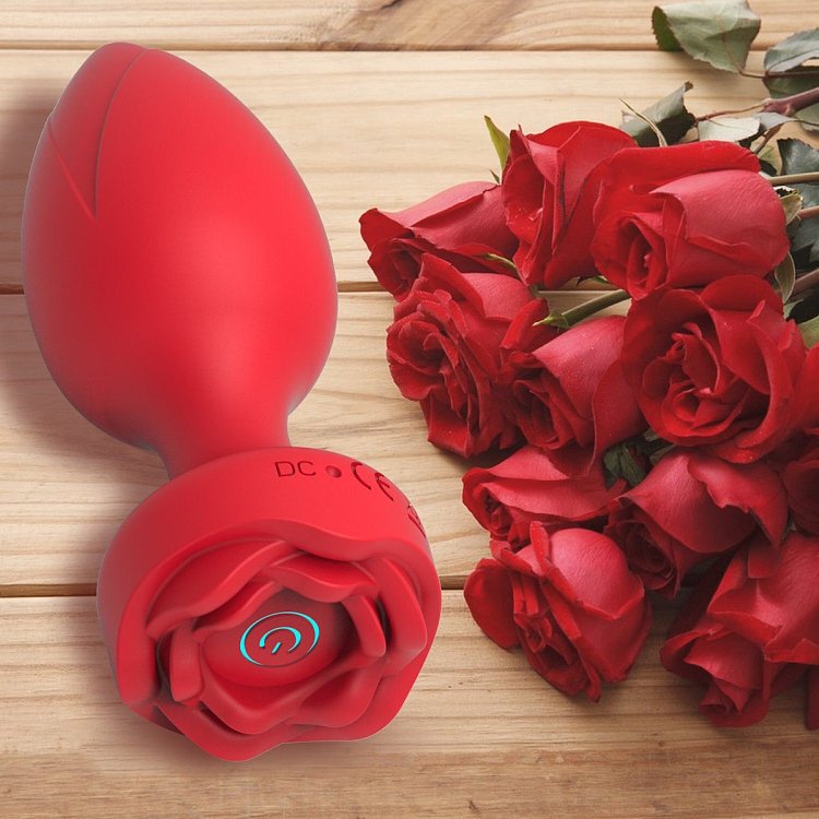 SMD Vibra Plug Rose Edition, Remote Controlled Butt Plug Vibrator, Πρωκτική Σφήνα με Δόνηση και Απομακρυσμένο Έλεγχο, Black
