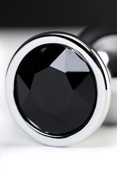 SMD Butt Plug, Πρωκτική Σφήνα S 7cm, Silver / Black Diamond