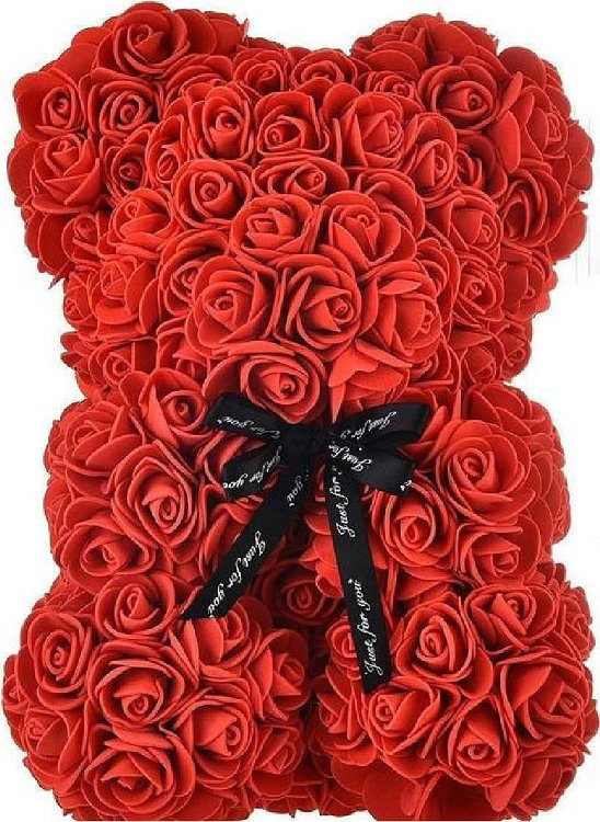 Forever Rose Teddy Premium Eternal Roses Gift Bear— Teddy με Αιώνια Τριαντάφυλλα 40εκ, Κόκκινο