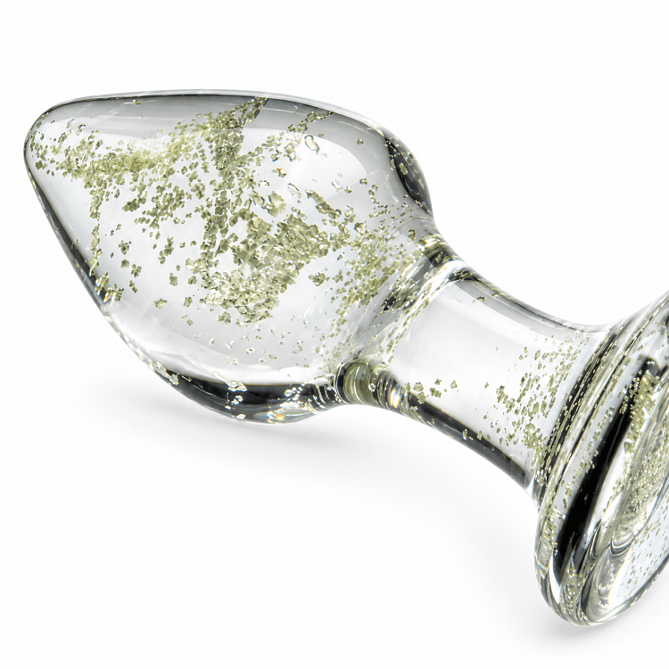SMD LumiGlow, Glow-in-the-Dark Glass Butt Plug, Φωσφορίζουσα Γυάλινη Πρωκτική Σφήνα 8.5cm, Clear / Green Glow