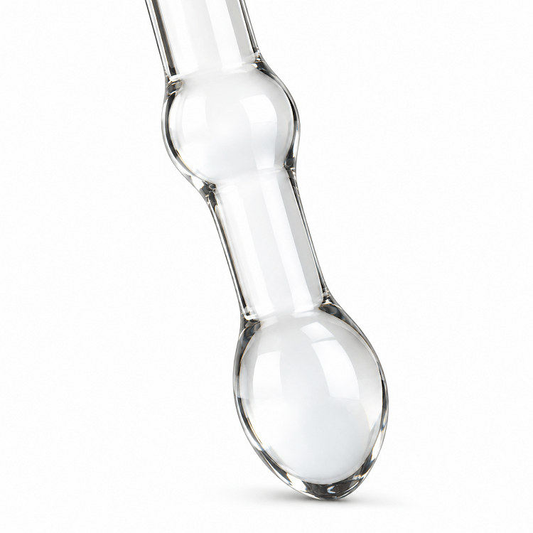 SMD Crystal Pleasure Wand, Glass Dildo with Heart Handle, Γυάλινο Dildo με Λαβή Καρδιά, Clear / Pink