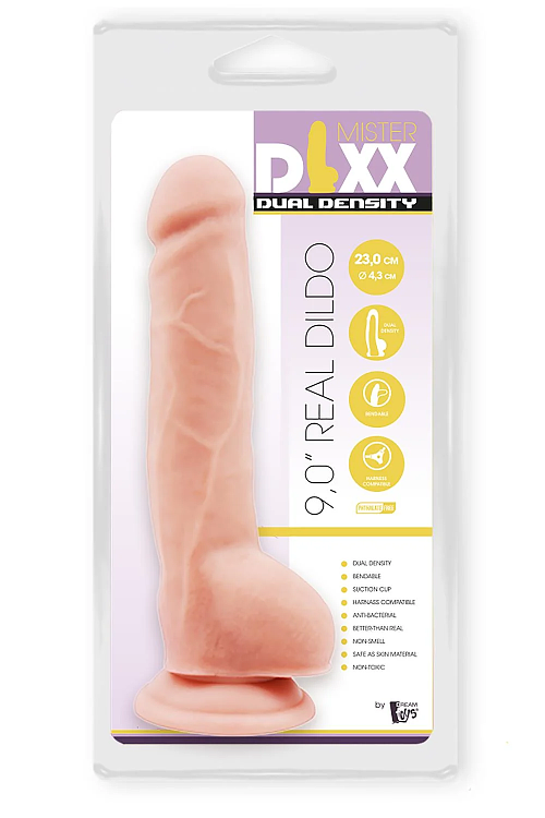 Dream Toys Mr Dixx, Dual Density Realistic Bendable Dildo with Suction Cup, Realistic Penis with Suction Cup, 23cm, Flesh