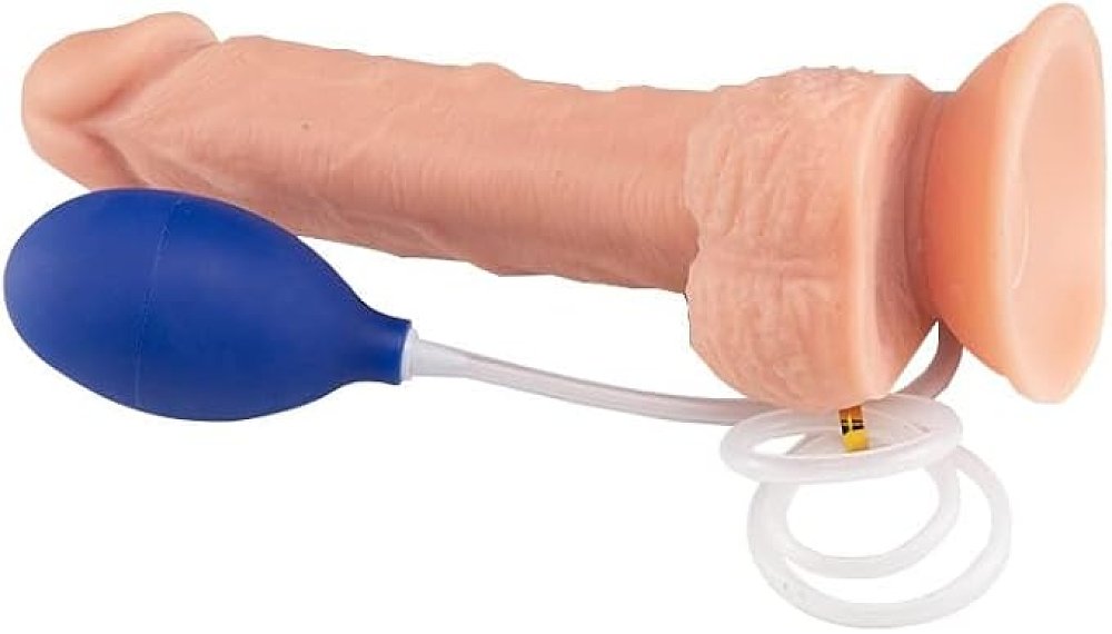 SMD UltraWet Squirting Realistic Dildo With Suction Cup, Ρεαλιστικό Squirting Dildo με Βεντούζα & Αντλία, 20,5cm, Flesh