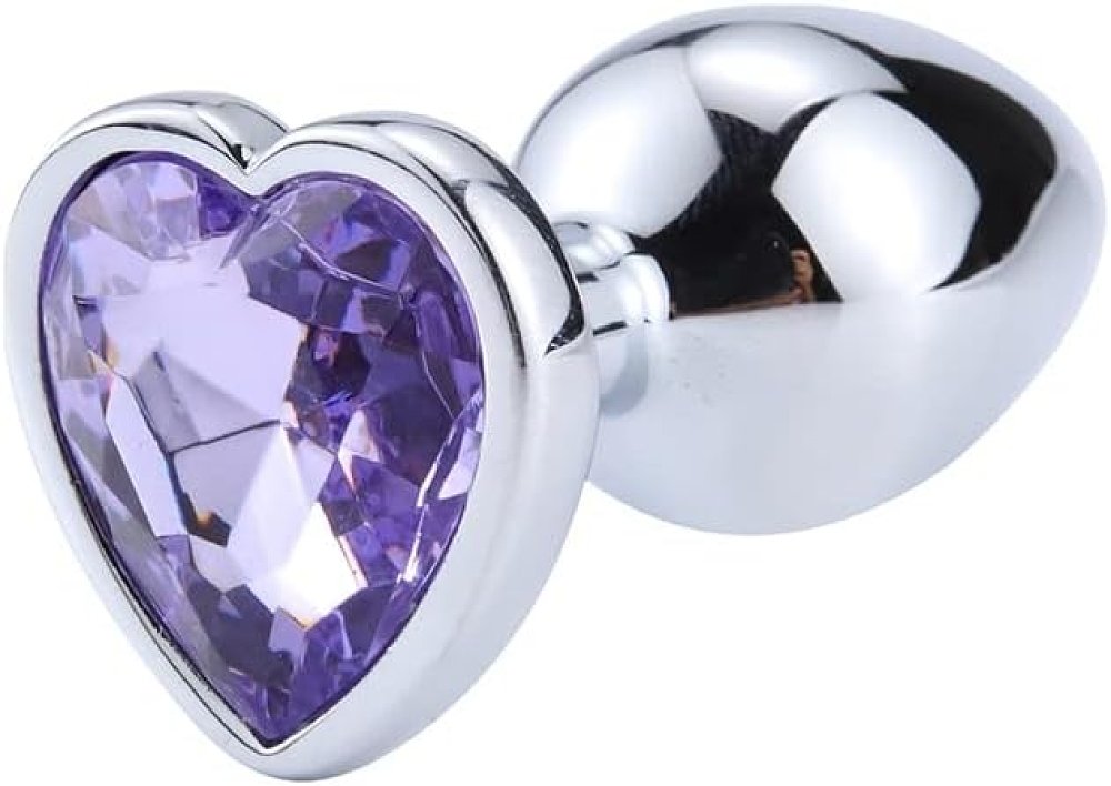 SMD Analyzer Triple, Butt Plug Set, Πρωκτική Σφήνα Σετ των 3 (S / M / L ), Silver / Lilac Heart