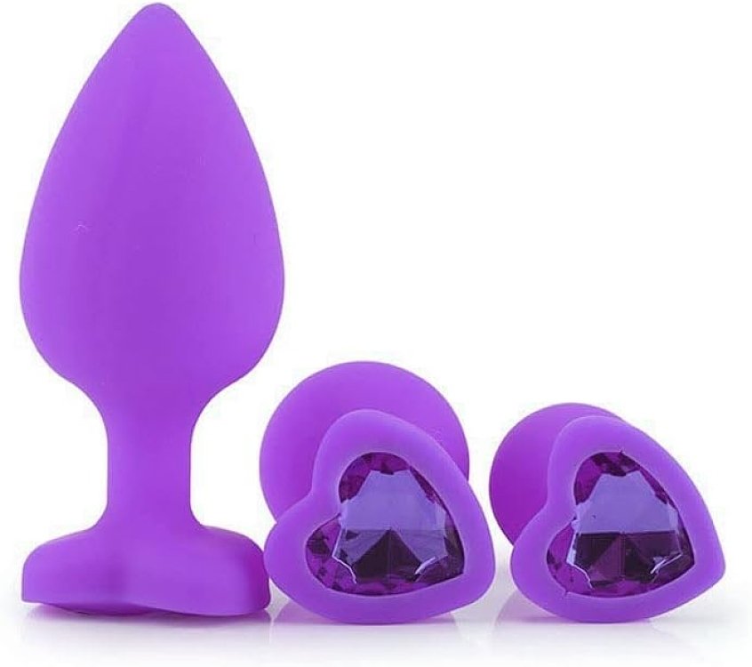 SMD Heart Silicone Butt plug, Πρωκτική Σφήνα Σιλικόνης, 7cm, Small, Deep Purple