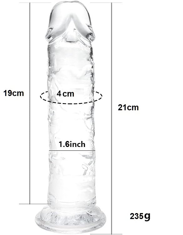 SMD Vanguard, Realistic Dildo 21cm Ρεαλιστικό Dildo με Βεντούζα, Clear