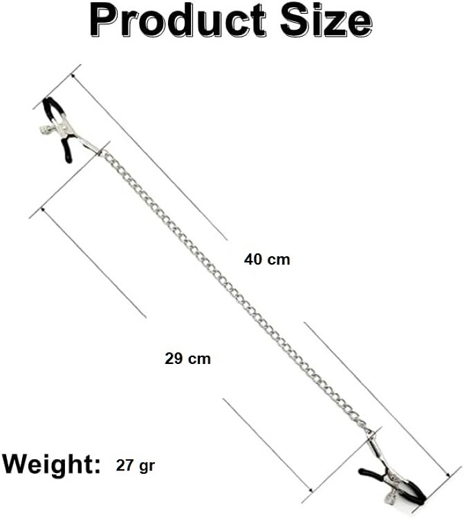 SMD Nip Jewel, Nipple Clamps and Chain, Σφιγκτήρες Θηλών Μεταλλικοί & Αλυσίδα, Black