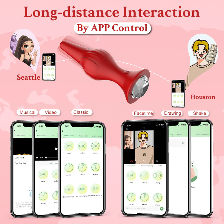 SMD The Smart Plug, App Controlled Butt Plug Vibrator, Πρωκτική Σφήνα με Δόνηση με Χειρισμό μέσω Κινητού & Remote, Red