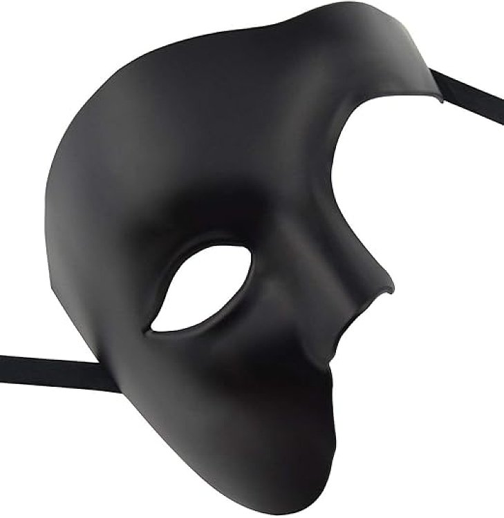 SMD Misterio Black Phantom Roleplay BDSM Mask, Half-Mask Adjustable Design, Unisex, Black