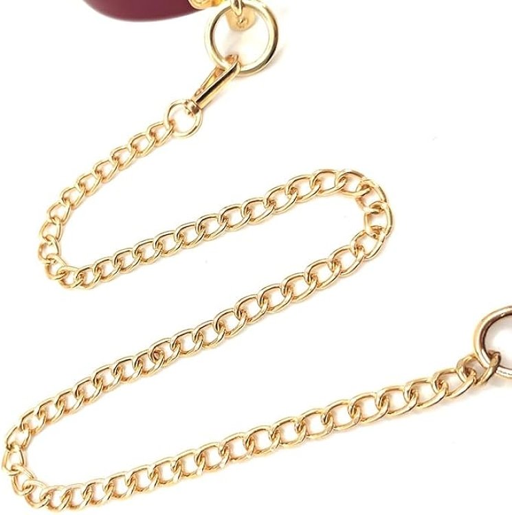 SMD Minx, SM Adjustable Leather Neck Chocker Collar with Chain Leash, Submissive Κολάρο με Λουρί, Black/Red