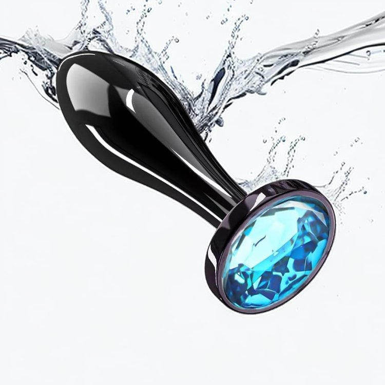 SMD Anal Joy, Steel Diamond Butt Plug, Small, 7cm, Blue