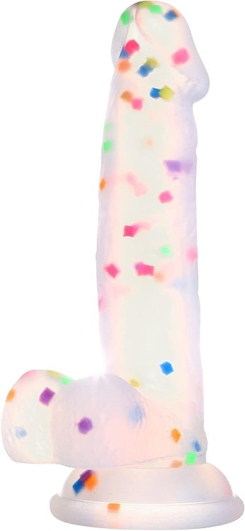 SMD Vanguard Confetti, Realistic Dildo 16.5cm Ρεαλιστικό Dildo με Βεντούζα, Clear