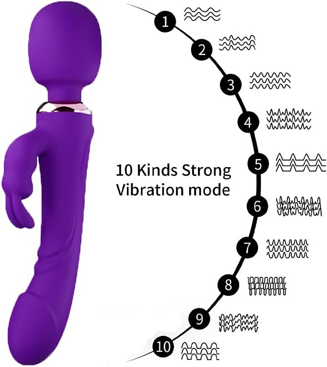 SMD LimitLess Wand Vibrator, 3-in1 Rabbit Ασύρματος Κλειτοριδικός δονητής & Realistic Dildo, Purple