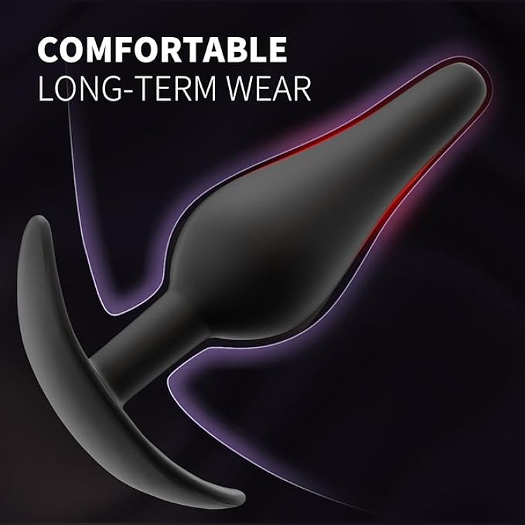 SMD Butt Plug Set For Beginners, Πρωκτική Σφήνα από Σιλικόνη, Σετ των 3 (S / M / L ), Black