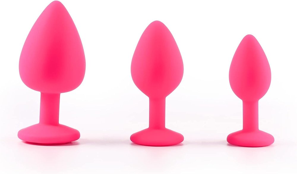 SMD Analyzer Triple Silicone Edition, Πρωκτική Σφήνα Σετ των 3 (S / M / L ), Pink / Silver Diamond