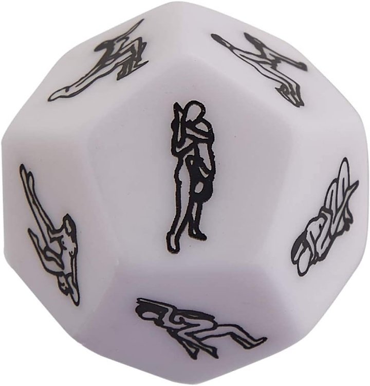 SMD Lucky Lovers White Dice, Couples Intimacy Game Play Dice With 12 Positions, Ερωτικό Ζάρι με 12 Στάσεις, White