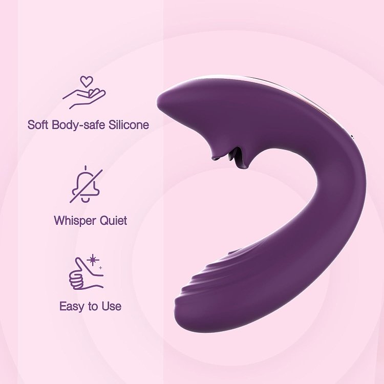 Tracy's Dog Juicy Clitoral Licking & G-Spot Vibrator 2 in 1, 7 Licking & 10 Vibration Patterns, Purple