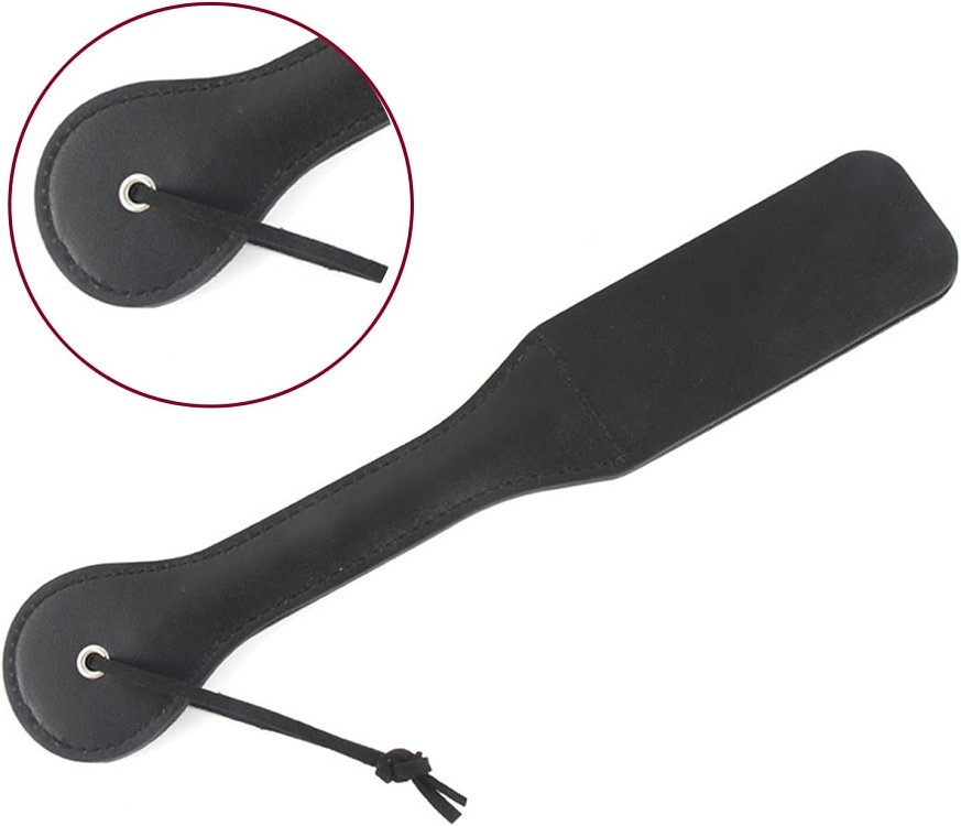 SMD HURTS Fetish Spanking Paddle Series, BDSM Imprint Spanking Paddle, Faux Leather, 32cm, Black/Red