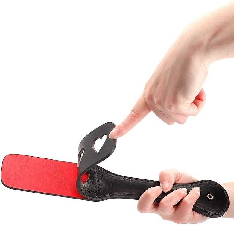 Shots Ouch! Paddle Hearts, by Vegan Leather, Black